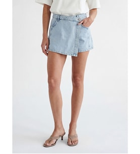 LCW Jeans İndigo Yüksek Bel Kadın Jean Şort Etek
