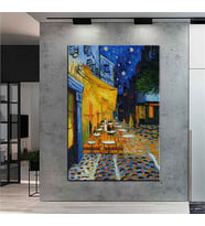 Miyrem Exclusive Serie" Van Gogh Cafe Teras Gece Tablo Tuval Üzerine Reprodüksiyon Kanvas Tablo