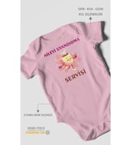 Aileyi Uyandırma Servisi Baskılı Bebek Zıbını – Çıtçıtlı Body  %100 Pamuk Kısa Kol (Koyu Pembe)