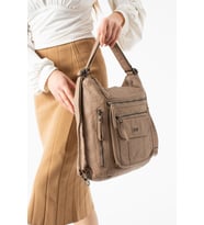 Yıkanmış Deri Hem Sırt Hem Omuz Çantası Krem Model: (571-14-18D)