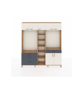Arges Dolap 11 Raflı 4 Çekmeceli 2 Askılı 220x30x243 Çam-Aytaşı/Antrasit