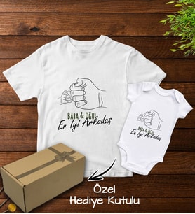 BK Kids Hediye Kutulu Baba&Oğul Kombin Tshirt-Zıbın Hediye Seti-2