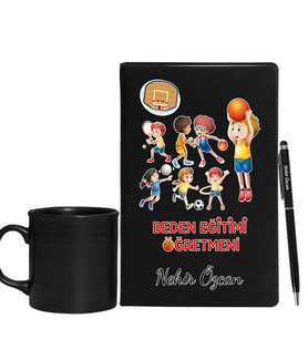 Beden Eğitimi Öğretmenlerine Özel Defter Kalem & Siyah Varil Kupa Hediye Seti