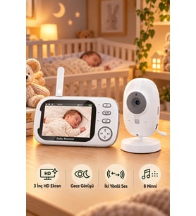 Harvox BC-001 Bebek Kamerası Lcd Ekranlı Gece Görüşlü Bebek Telsizi Bebek Odası Kamerası Monitörü
