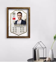 BK Gift Kişiye Özel Doğal Masif Ahşap Çerçeveli Tablo 45x65cm Futbolcu Kartı-10