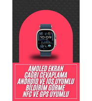 49mm Akıllı Saat Amoled Ekranlı Kadın Erkek Kol Saati Plastik Kordon
