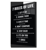 7 Rules of Life Hayatın 7 Kuralı  Ev ve Ofis Duvar Dekoru Hediyelik Büyük Tablo Dayanıklı Cam