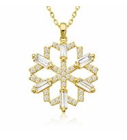 Gümüş Gold Baget Taşlı Kar Tanesi Kolye