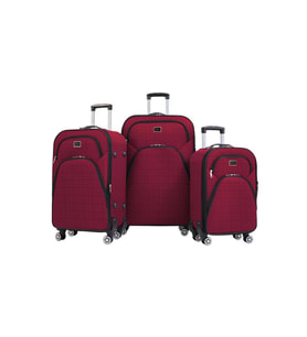 3'lü Valiz Seti 4 Teker Kumaş Valiz Bordo 1081