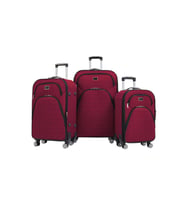 3'lü Valiz Seti 4 Teker Kumaş Valiz Bordo 1081