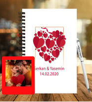 Sevgililer Gününe Özel Ahşap Defter Kalem &  Instagram Çerçeve Hediye Seti 36