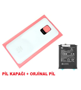 Xiaomi Redmi NOTE 9S Arka Kapak Batarya Kapağı + PİL (CAM) BEYAZ