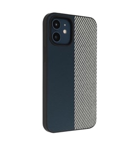 Coverzone iPhone 14 Plus ile uyumlu K?l?f Karbon Fiber Desenli Double Color 2mm Kamera Koruma �?k?nt?l? ENIGMA iPhone 14 Plus i�in K?l?f Navy Blue White