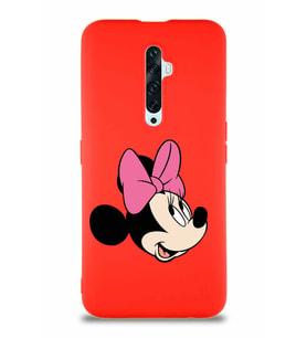 Oppo Reno 2Z Soft Premier Kapak Minnie Mouse-A Tasarımlı Silikon Kılıf - Kırmızı (Şeffaf)