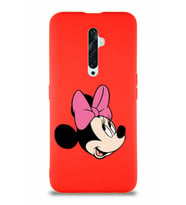 Oppo Reno 2Z Soft Premier Kapak Minnie Mouse-A Tasarımlı Silikon Kılıf - Kırmızı (Şeffaf)