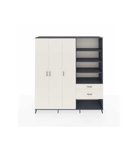 Hyperion Dolap 16 Raflı 2 Çekmeceli 3 Kapaklı 220x44x243 Antrasit-Aytaşı/Aytaşı