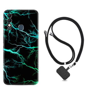 Tecno Spark 8T Kılıf Silikon Boyun Askılı İpli Desenli Silikon Green Thunder 1693