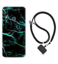 Tecno Spark 8T Kılıf Silikon Boyun Askılı İpli Desenli Silikon Green Thunder 1693