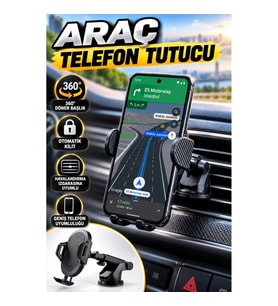 Havalandırma Izgarası Araç Telefon Tutucu – 360° Döner Başlık ve Otomatik Kilit