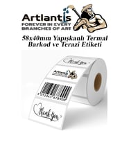 58X40 mm Barkod Etiketi Yapışkanlı 1 Adet Termal Barkot Terazi Etiketi 500 lü Barkod Yazıcılarına Uyumludur 