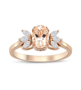 Lotus Çiçeği Morganite Tektaş Pırlanta Yüzük