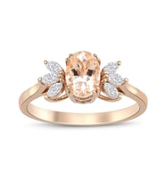 Lotus Çiçeği Morganite Tektaş Pırlanta Yüzük