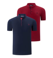 İKİLİ SET T8560 DEWBERRY ERKEK T-SHIRT-BORDO-LACİVERT
