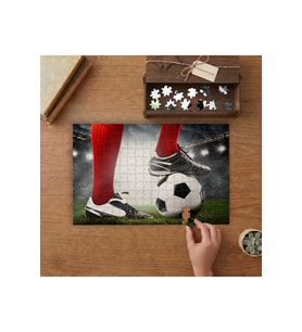 Futbol Oyuncusu - Top - Saha Tasarımı 240 parça Ahşap Puzzle Ahşap Kutuda MP03370