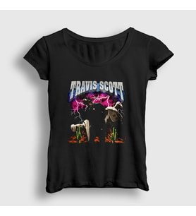 Presmono Kadın Siyah Lightning Astroworld Travis Scott T-Shirt 42829tt