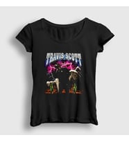 Presmono Kadın Siyah Lightning Astroworld Travis Scott T-Shirt 42829tt