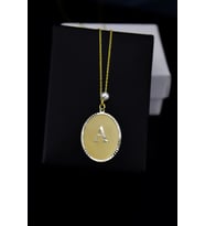 925 Ayar Gümüş Gold Rodyum Kaplama Incili A Harf Plaka Kolye