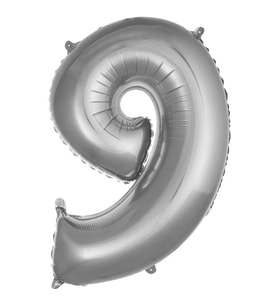 Gümüş 9 Rakam Folyo Balon 36 cm 1 Adet