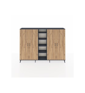 Arges Dolap 12 Raflı 4 Kapaklı 220x30x163 Antrasit-Çam/Antrasit