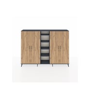 Arges Dolap 12 Raflı 4 Kapaklı 220x30x163 Antrasit-Çam/Antrasit
