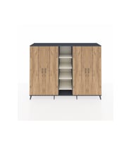 Hyperion Dolap 12 Raflı 4 Kapaklı 220x44x163 Antrasit-Çam/Aytaşı