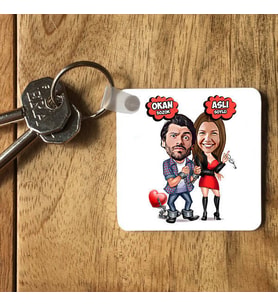 Kişiye Özel Ben Sana Mahkum Karikatürlü Anahtarlık