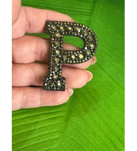 5X4 CM ÜTÜ İLE YAPIŞAN FÜME TAŞLI P HARFİ ARMA
