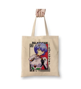Rei Ayanami Neon Genesis : Evangelion Beyaz Bez Çanta Uzun Saplı Alışveriş Çantası Plaj Çantası