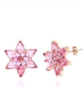 Gümüş Rose Pembe Lotus Çiçeği Çivili Kadın Küpe