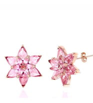 Gümüş Rose Pembe Lotus Çiçeği Çivili Kadın Küpe