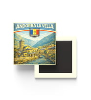 Retro Andorra Andorra la Vella Şehri Temalı Vintage Buzdolap Magneti – 9x9 cm