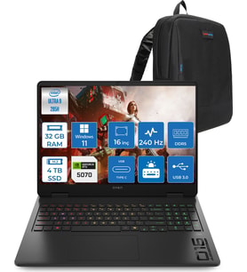 Hp Omen Slim Intel® Core Ultra 9 285H Aı Ddr5 32GB 4tb SSD 8GB/RTX5070 16" Wqxga (2560 x 1600) 240 Hz, 3 Ms 500 Nits IPS WINDOWS11HOME Gaming Laptop CD7J9EAH15+ZETTAÇANTA