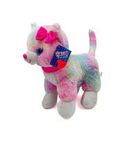 Peluş Pembe Tokalı Kedi Renkli 40 Cm - Mavi Su Dünyası (Çok Renkli)