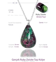 Sertifikalı Damla Model Ruby Zoisite Taşı Kolye - Anyolit Taşı (Çok Renkli)