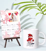 BK Gift Kişiye Özel Yılbaşı Tasarımlı Kupa Bardak ve 13x18cm Fotoğraf Kartlı Şövaleli 2024 Takvim Hediye Seti-17