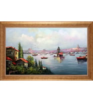 Çerçeveli Paspartulu Manzara Tablo bm1876 (Gold)