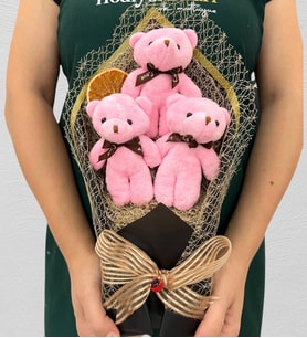 Özel Tasarım Büyük Boy 3'lü Peluş Ayıcık Buketi - Premium Hediye Ayıcık Buketi (Model 5)