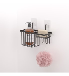 TEKNOTEL YAPIŞKANLI TEK KATLI SABUNLUK RAF MAT SİYAH ST309