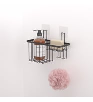 TEKNOTEL YAPIŞKANLI TEK KATLI SABUNLUK RAF MAT SİYAH ST309