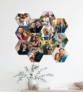 Kişiye Özel 12 Fotoğraflı Altıgen Mdf Tablo